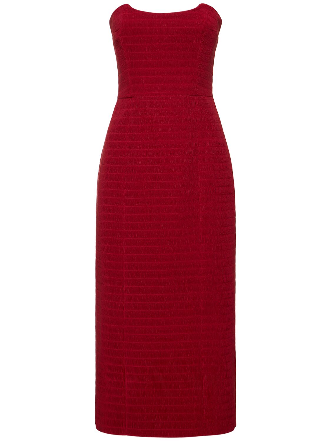Emilia Wickstead Ryder Strapless Tweed Midi Dress In Red
