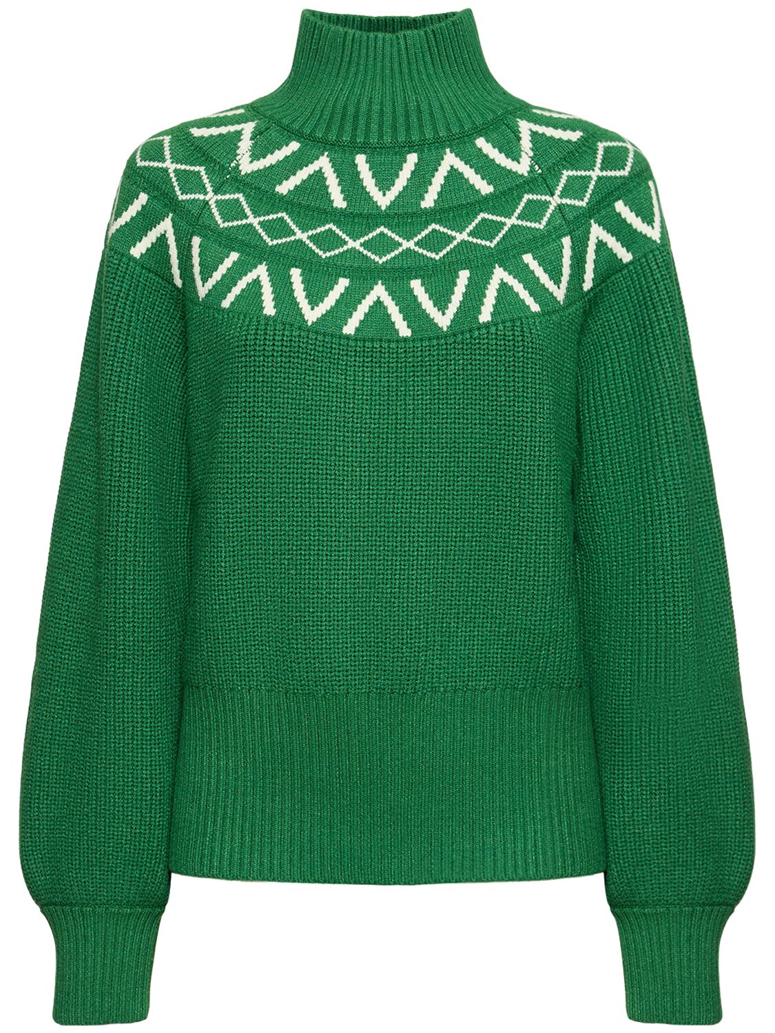 Shop Varley Marcie Fairisle Yoke Knit Sweater In Green