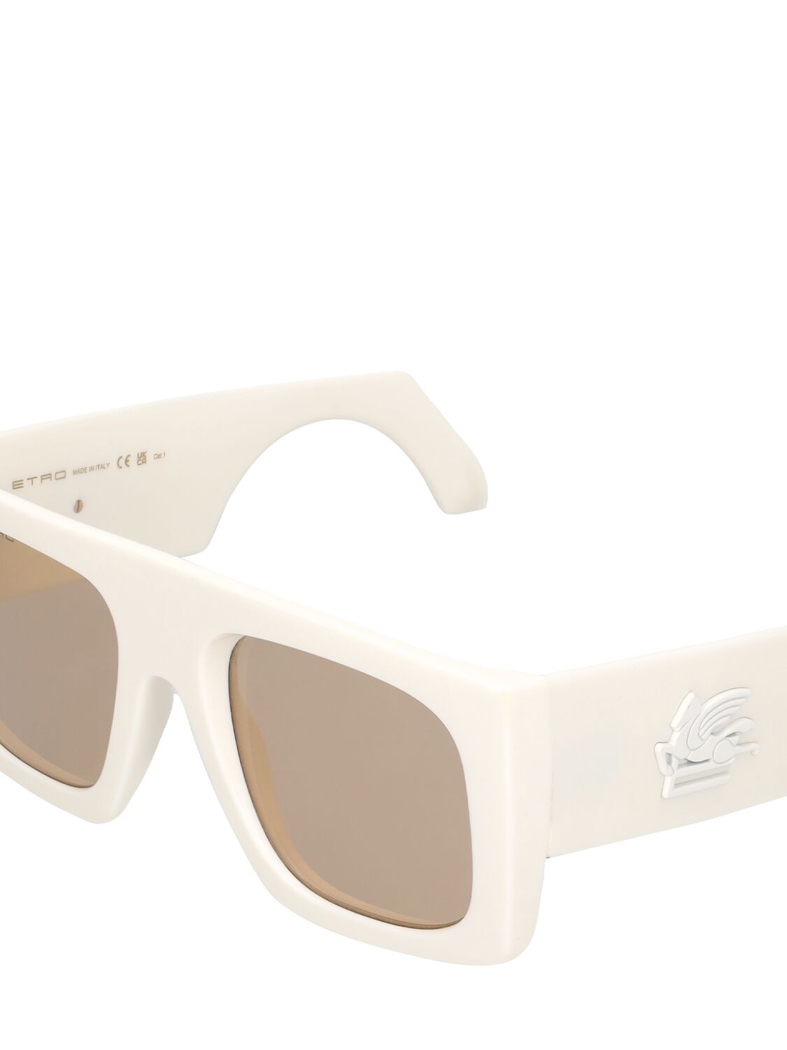 Shop Etro Screen Oversize Squared Sunglasses In Ivory,brown