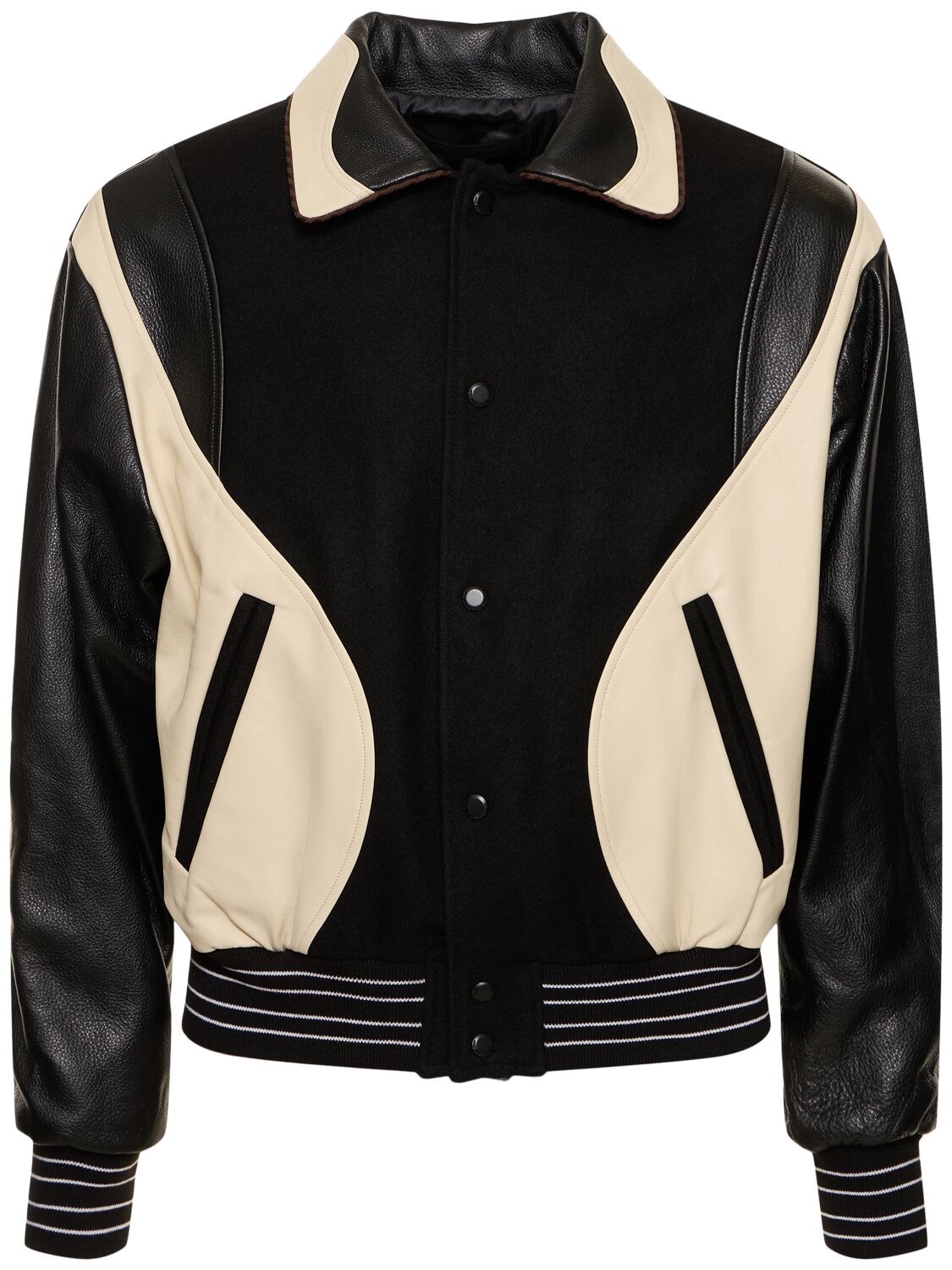 Shop Andersson Bell Robyn Wool & Leather Varsity Jacket In Black