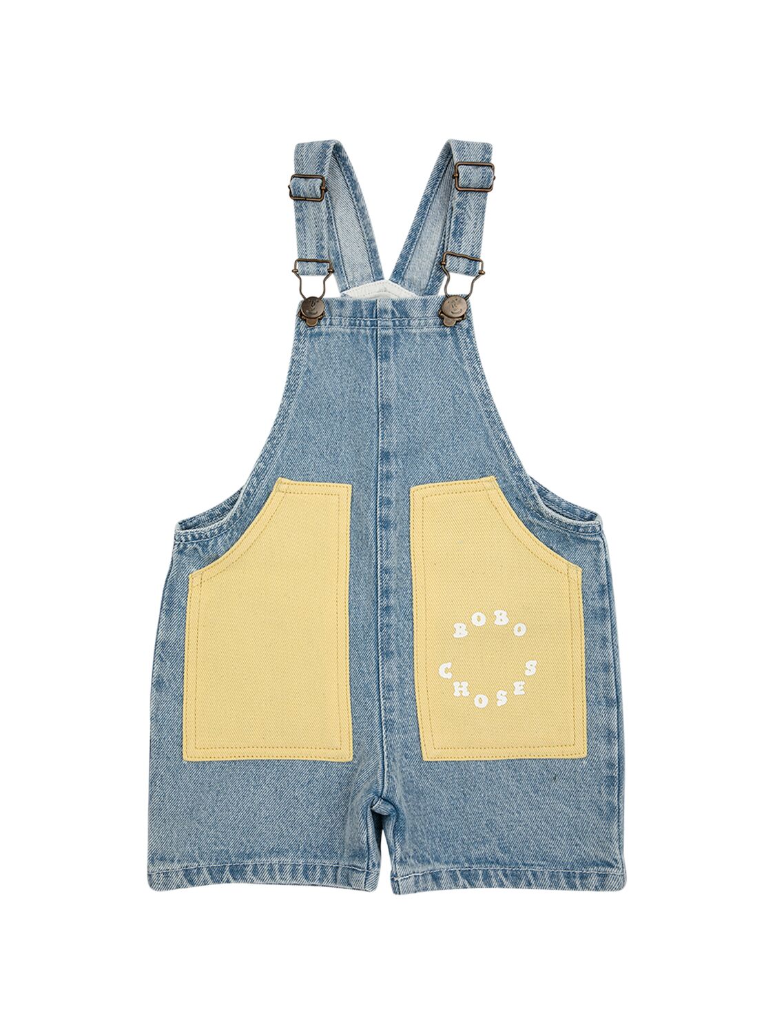 Bobo Choses Babies' Denim Overalls In Blue,yellow