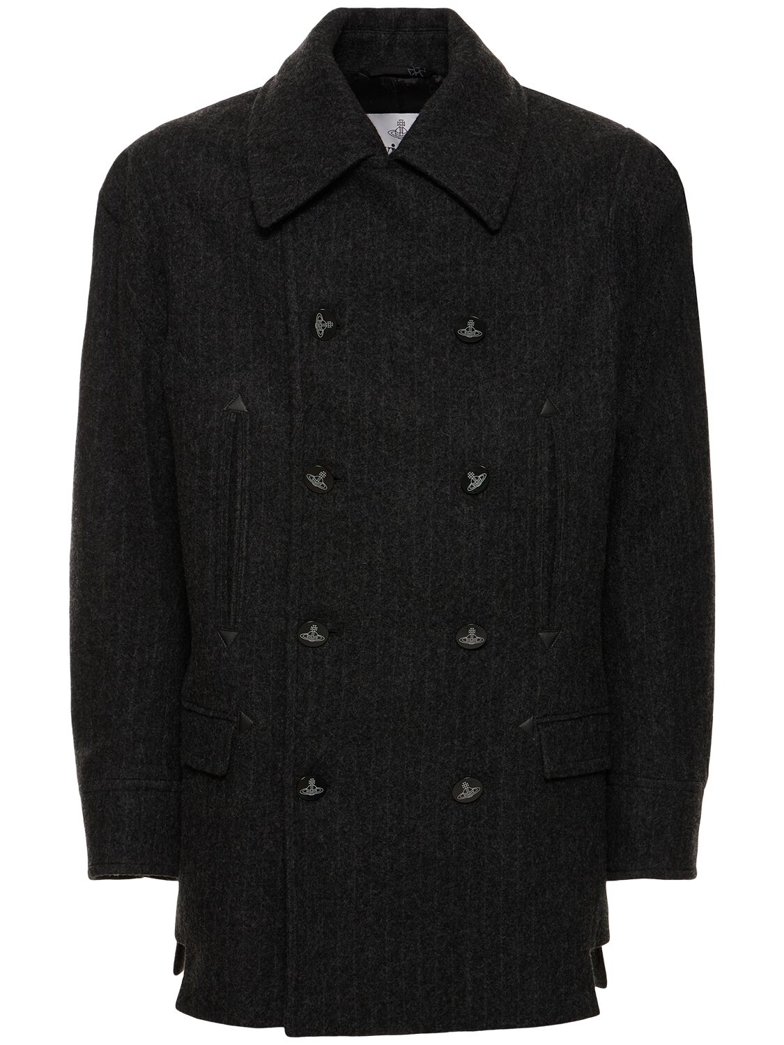 Vivienne Westwood 初剪羊毛&羊绒混纺短大衣 In Black