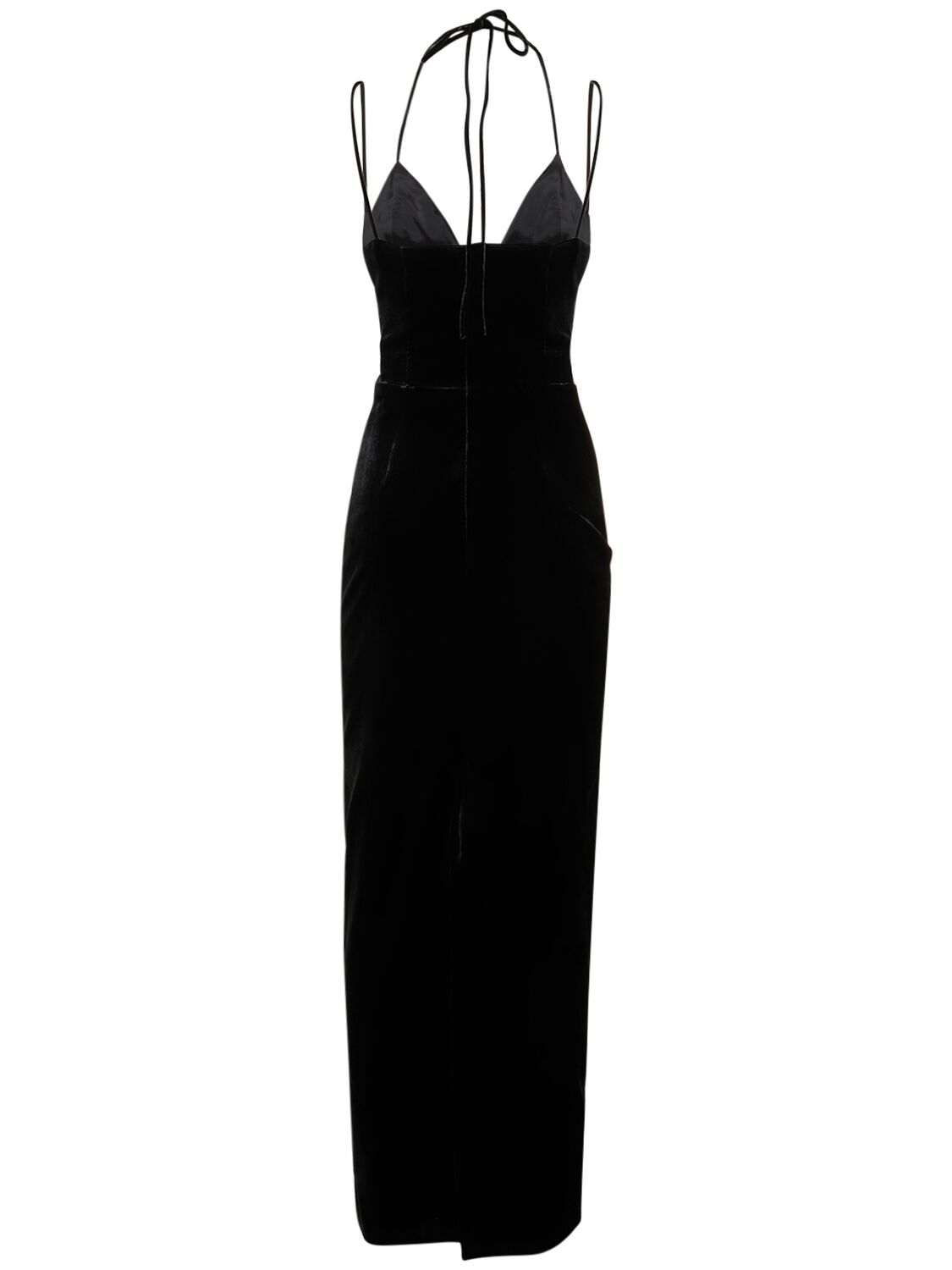 Shop Alessandra Rich Velvet Embellished Cutout Long Dress In Black