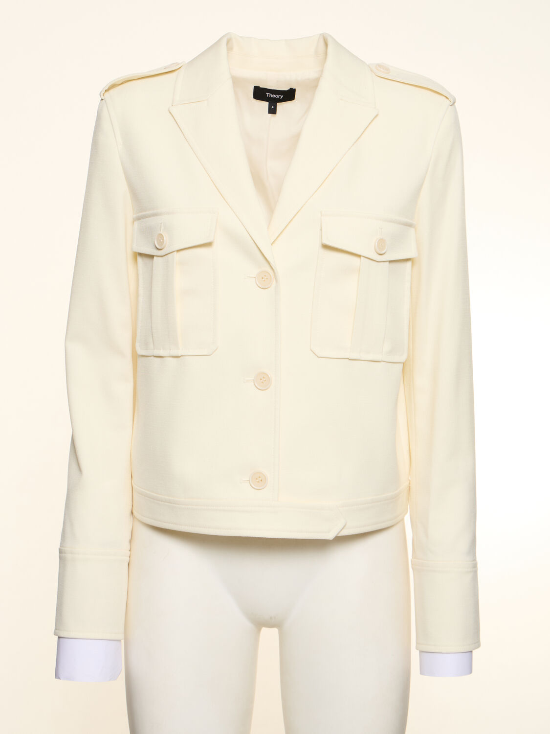 Shop Theory Boxy Fit Military Wool Blend Jacket In White