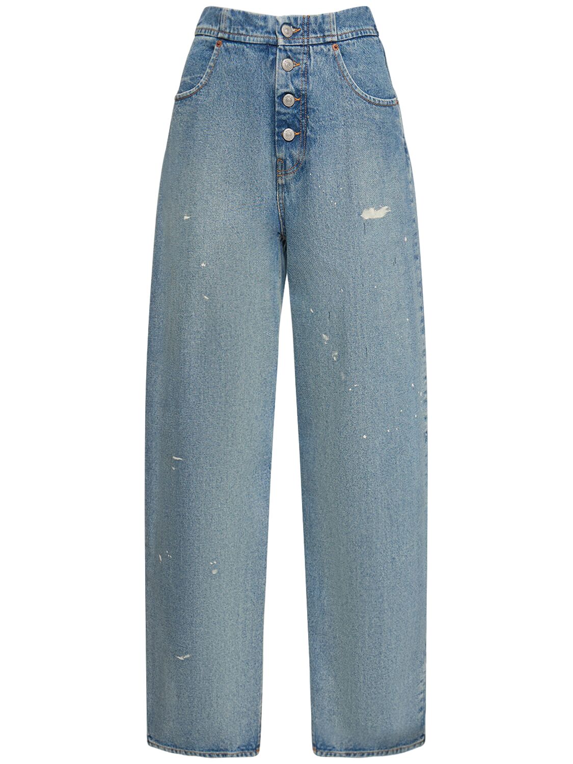 High Rise Straight Cotton Denim Jeans