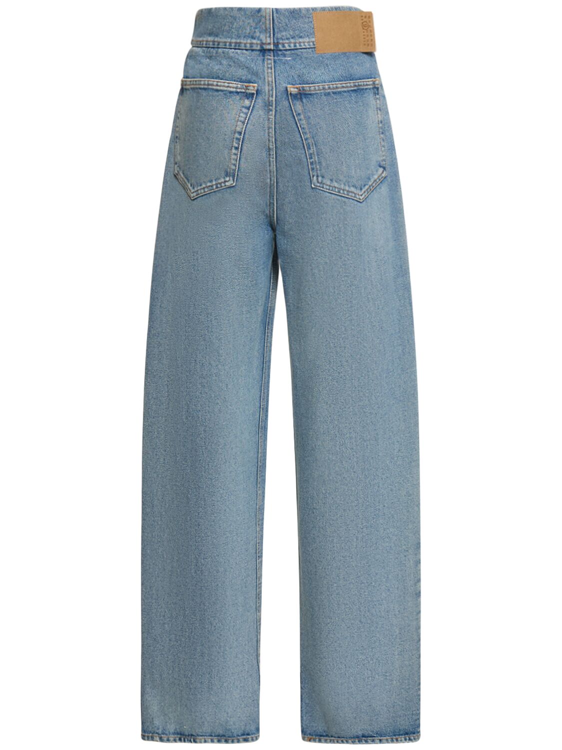 Shop Mm6 Maison Margiela High Rise Straight Cotton Denim Jeans In Blue