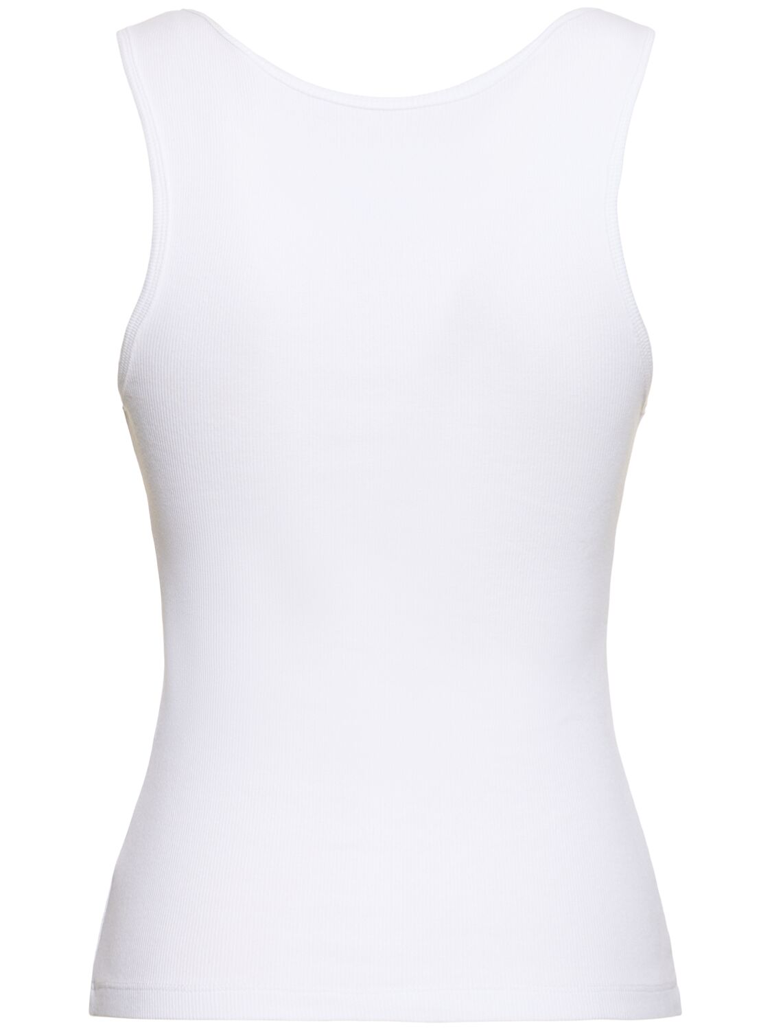 Shop Mm6 Maison Margiela Stretch Cotton Ribbed Tank Top In White