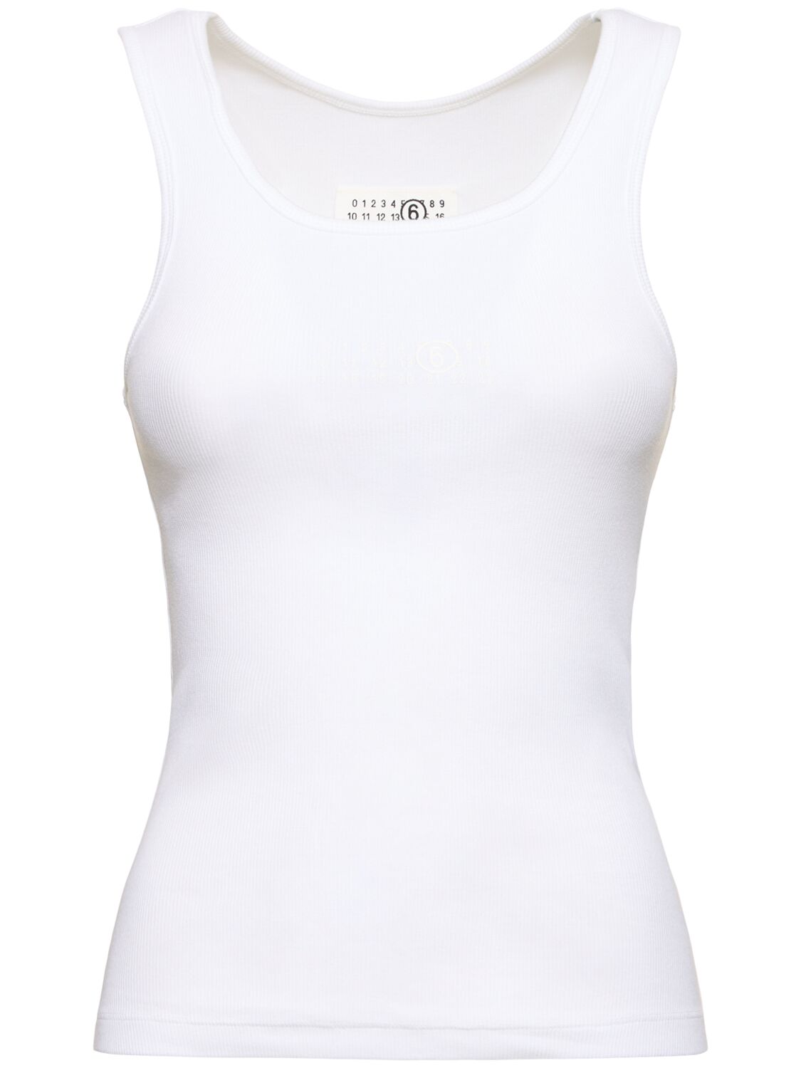 Mm6 Maison Margiela Stretch Cotton Ribbed Tank Top In White