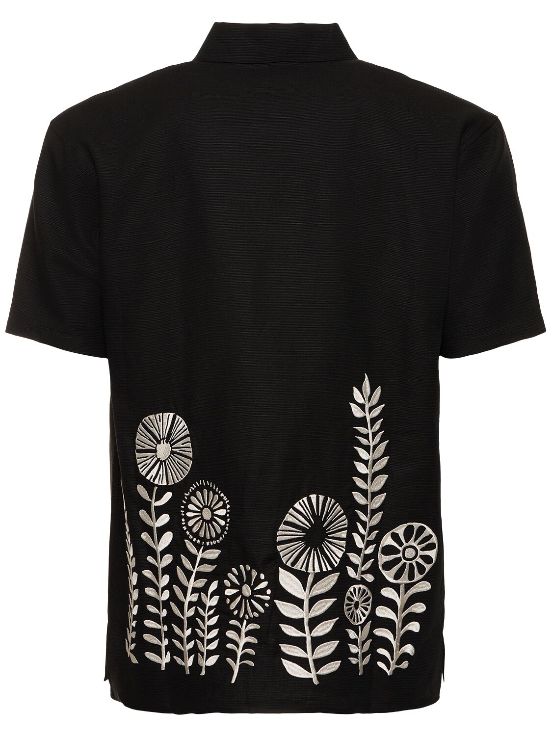 Shop Andersson Bell May Embroidered Linen & Cotton Shirt In Black