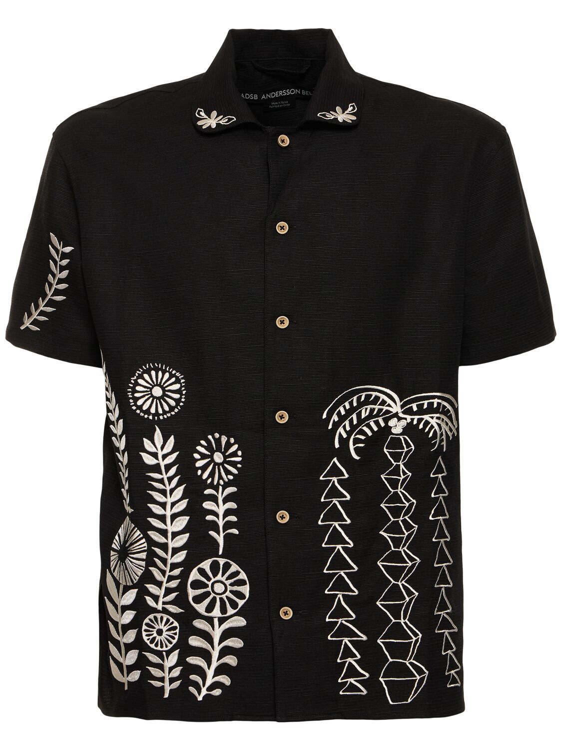 Andersson Bell Embroidered Textured Shirt In Blackblack