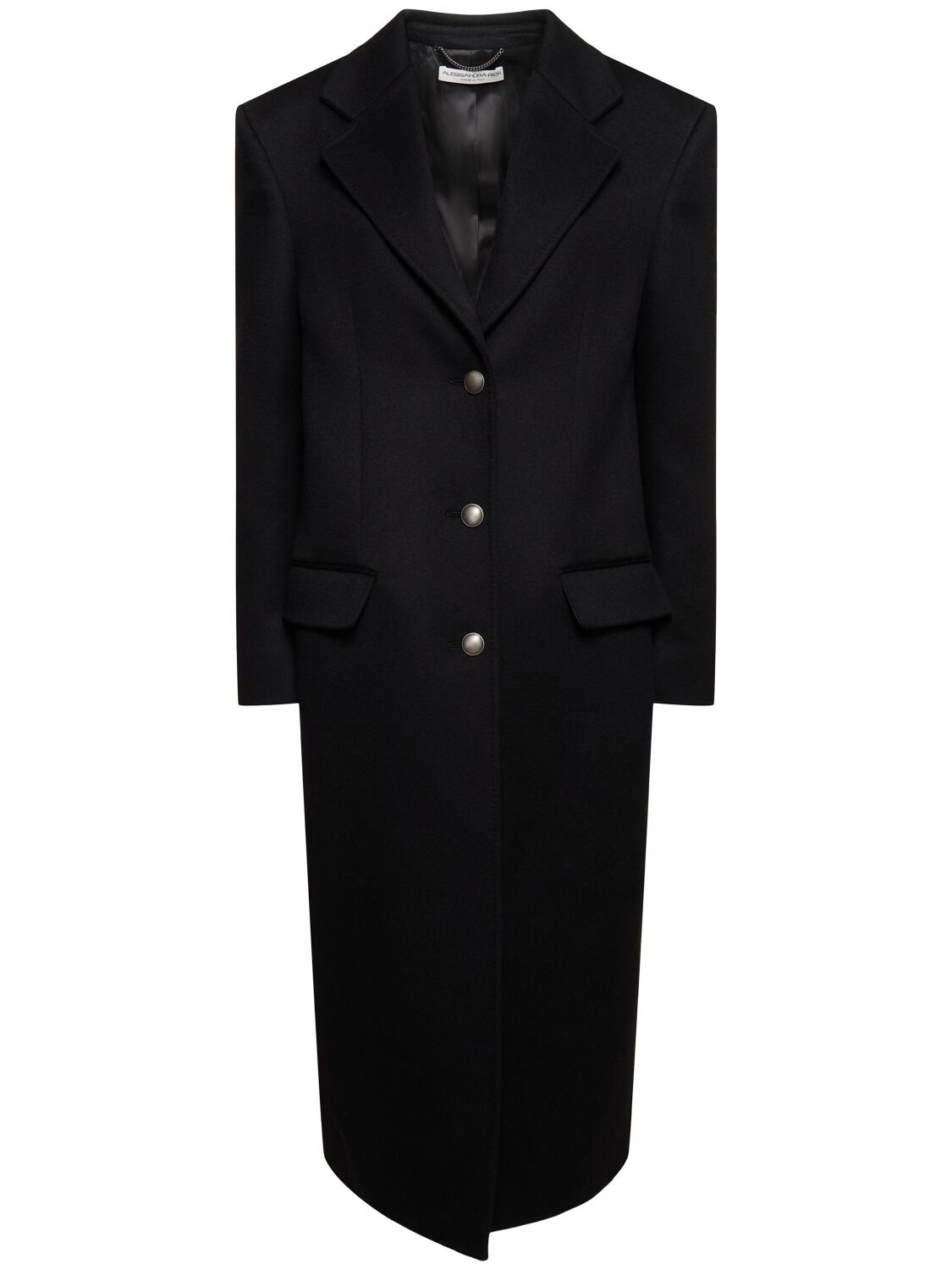 Alessandra Rich Oversized Wool Single Breasted Coat In Black