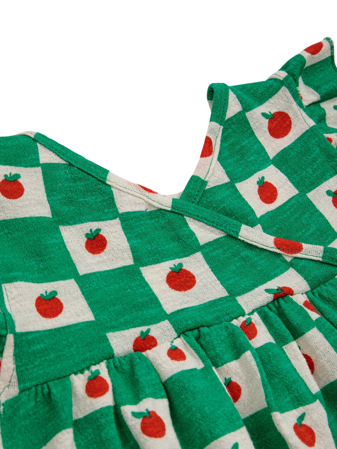 Shop Bobo Choses Printed Organic Cotton Dress W/ruffles In White,green