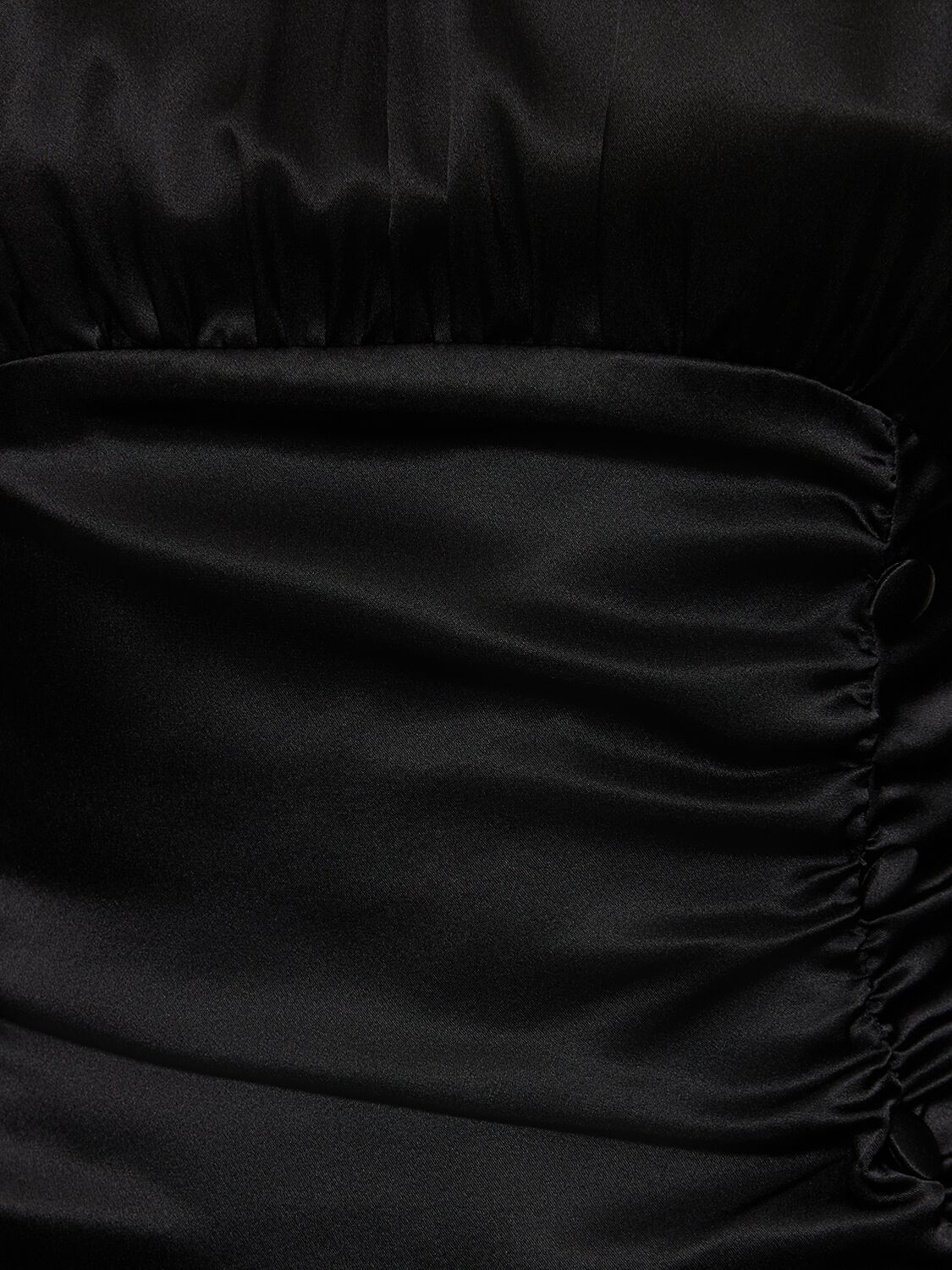 Shop Alessandra Rich Open Back Silk Satin Draped Mini Dress In Black