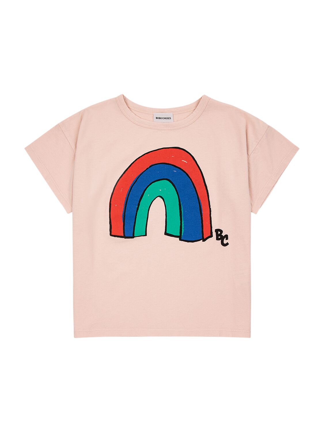 Bobo Choses Kids' 彩虹印花棉t恤 In Light Pink