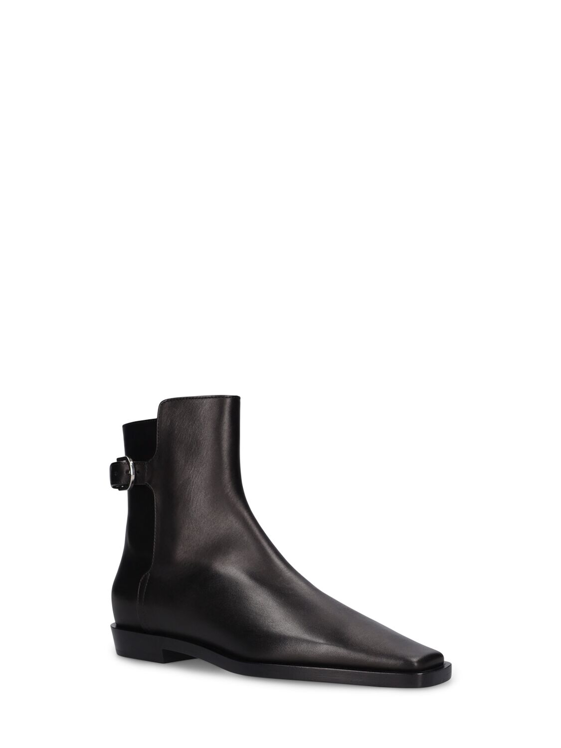 Shop Totême 20mm The Belted Leather Boots In Black