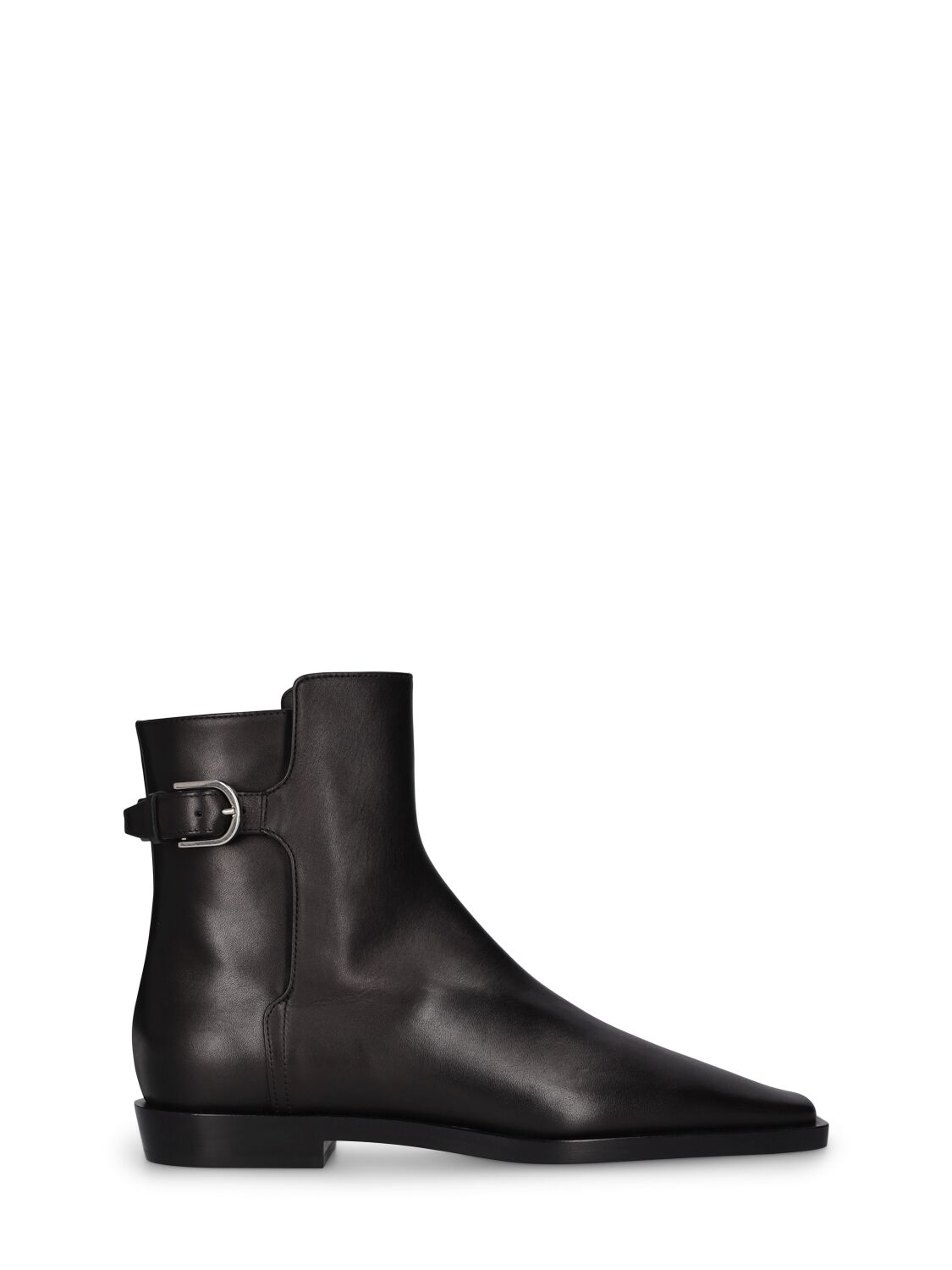 Shop Totême 20mm The Belted Leather Boots In Black