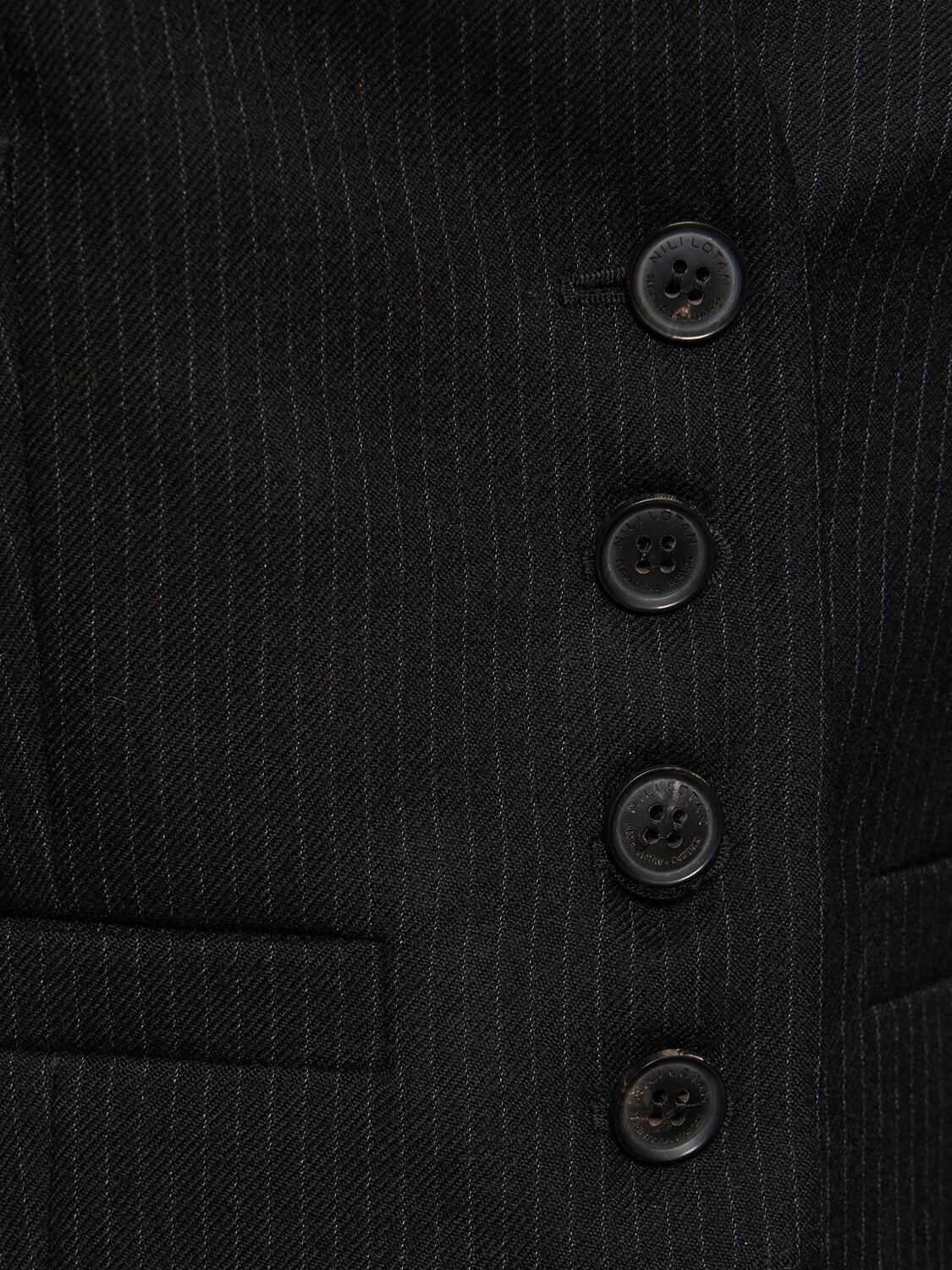 Shop Nili Lotan Ismael Tailored Wool Vest In Black Pinstripe