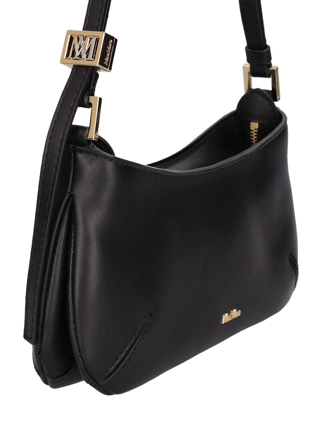 Shop Max Mara Daisy Leather Shoulder Bag In Black