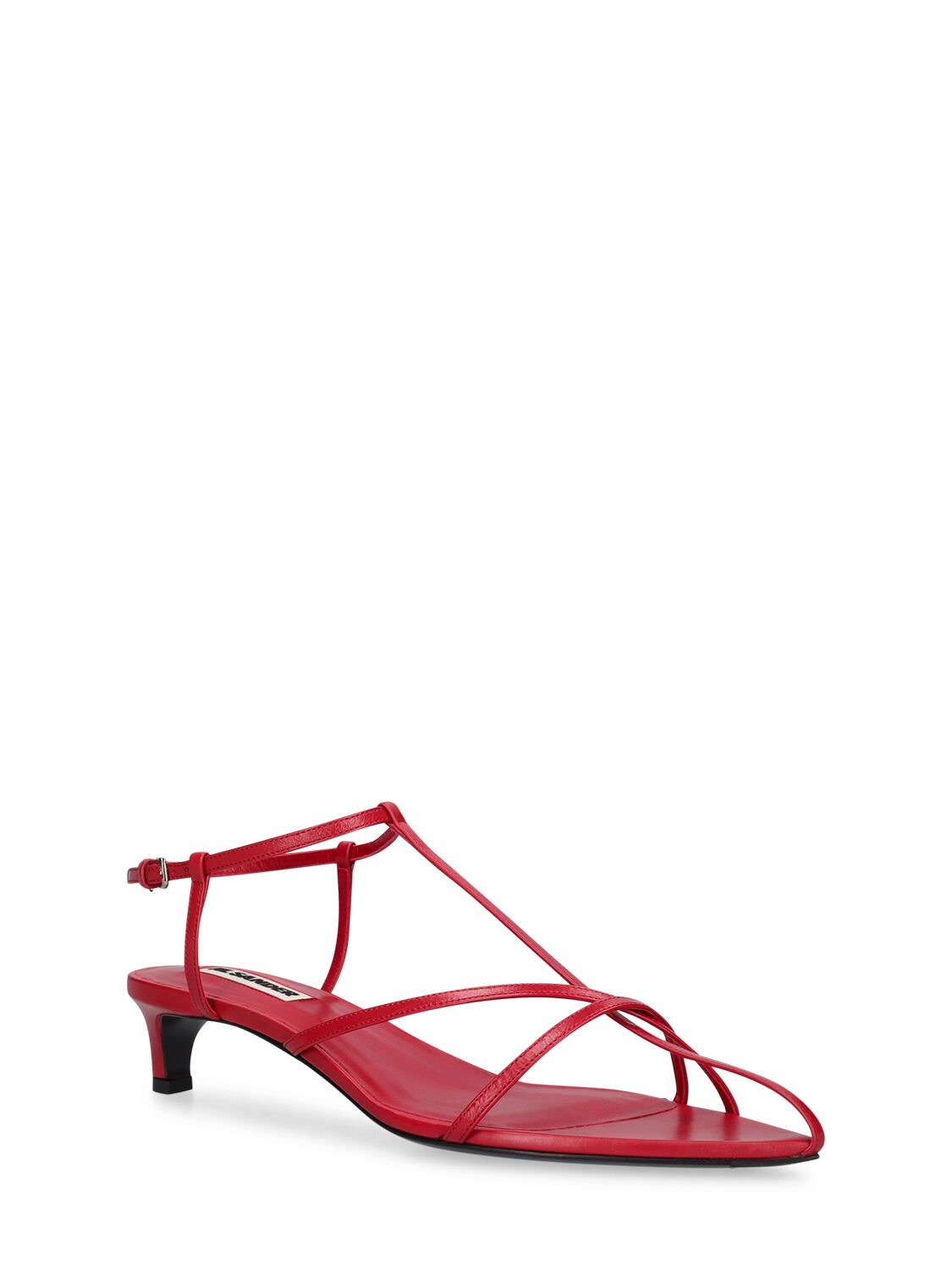 Shop Jil Sander 35mm Leather Sandals In Dark Red