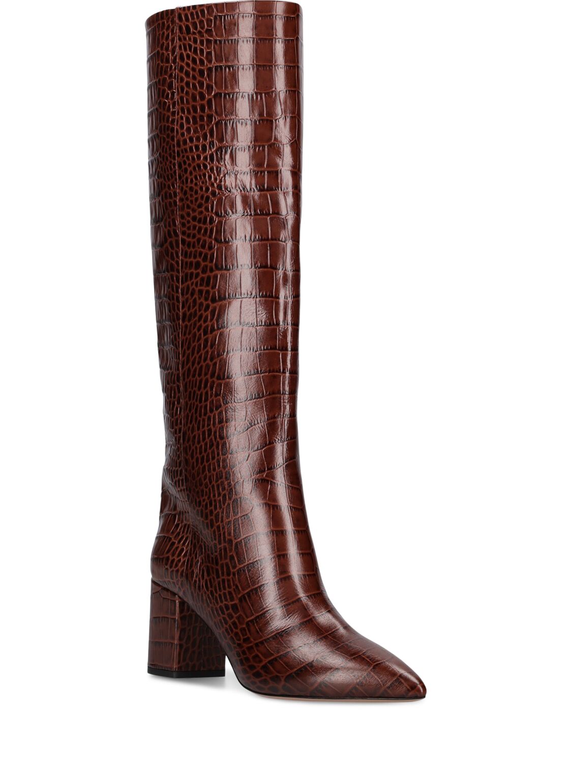 Paris Texas 70mm Anja Croc Embossed Tall Boots In Brown