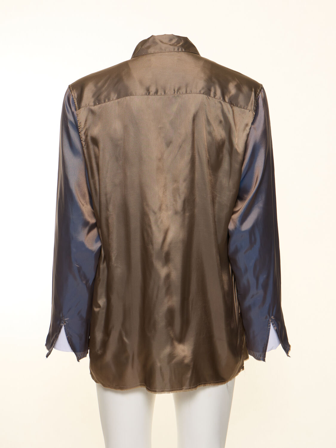 Shop Martine Rose Viscose Satin Long Sleeve Shirt In Brown