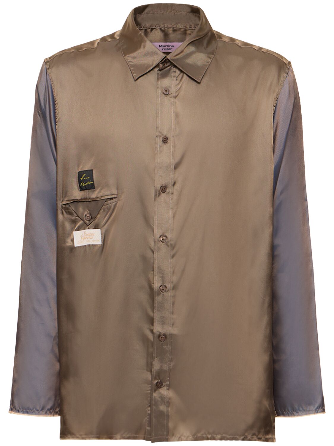 Image of Viscose Satin Long Sleeve Shirt