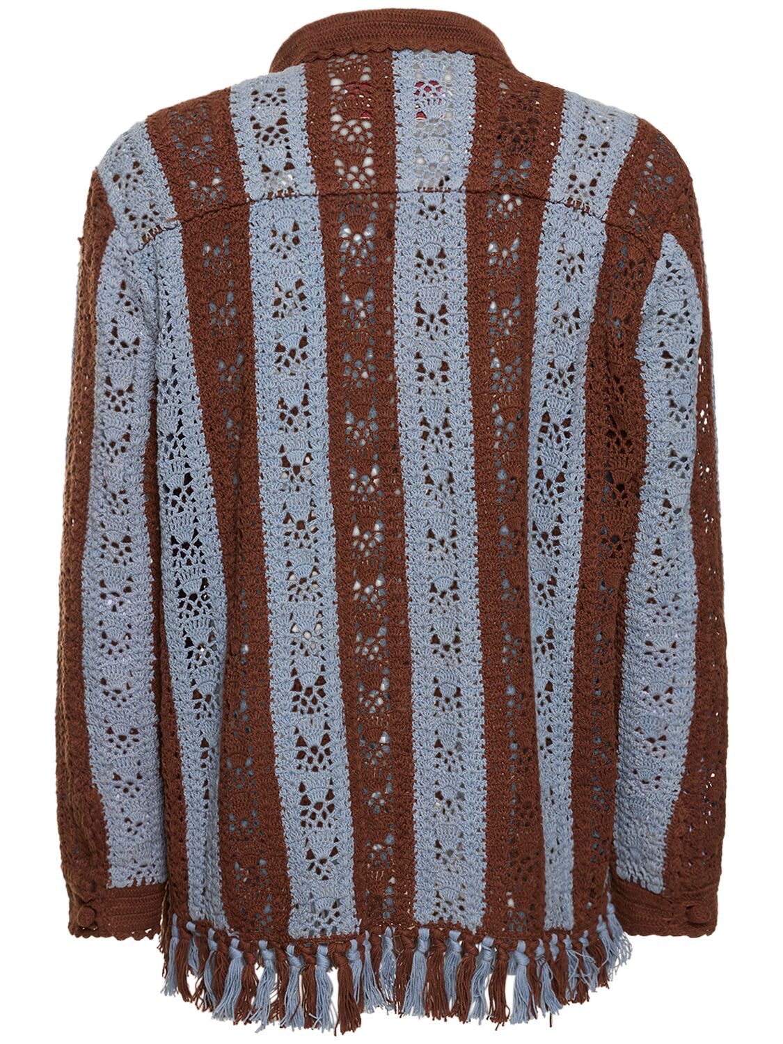 Shop Baziszt Crocheted Cotton Overshirt In 브라운,블루