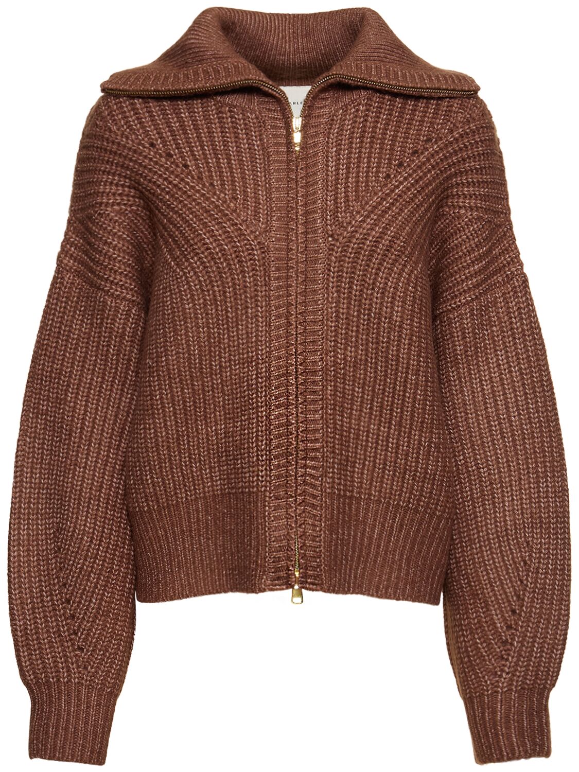 Varley Putney Knit Zip-up Sweater In Brown