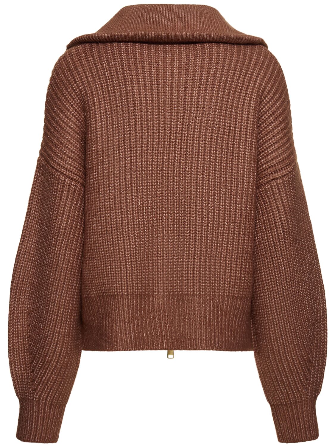 Shop Varley Putney Knit Zip-up Sweater In Brown