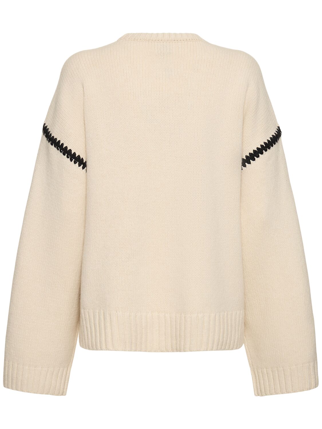 Shop Totême Embroidered Wool & Cashmere Sweater In 화이트