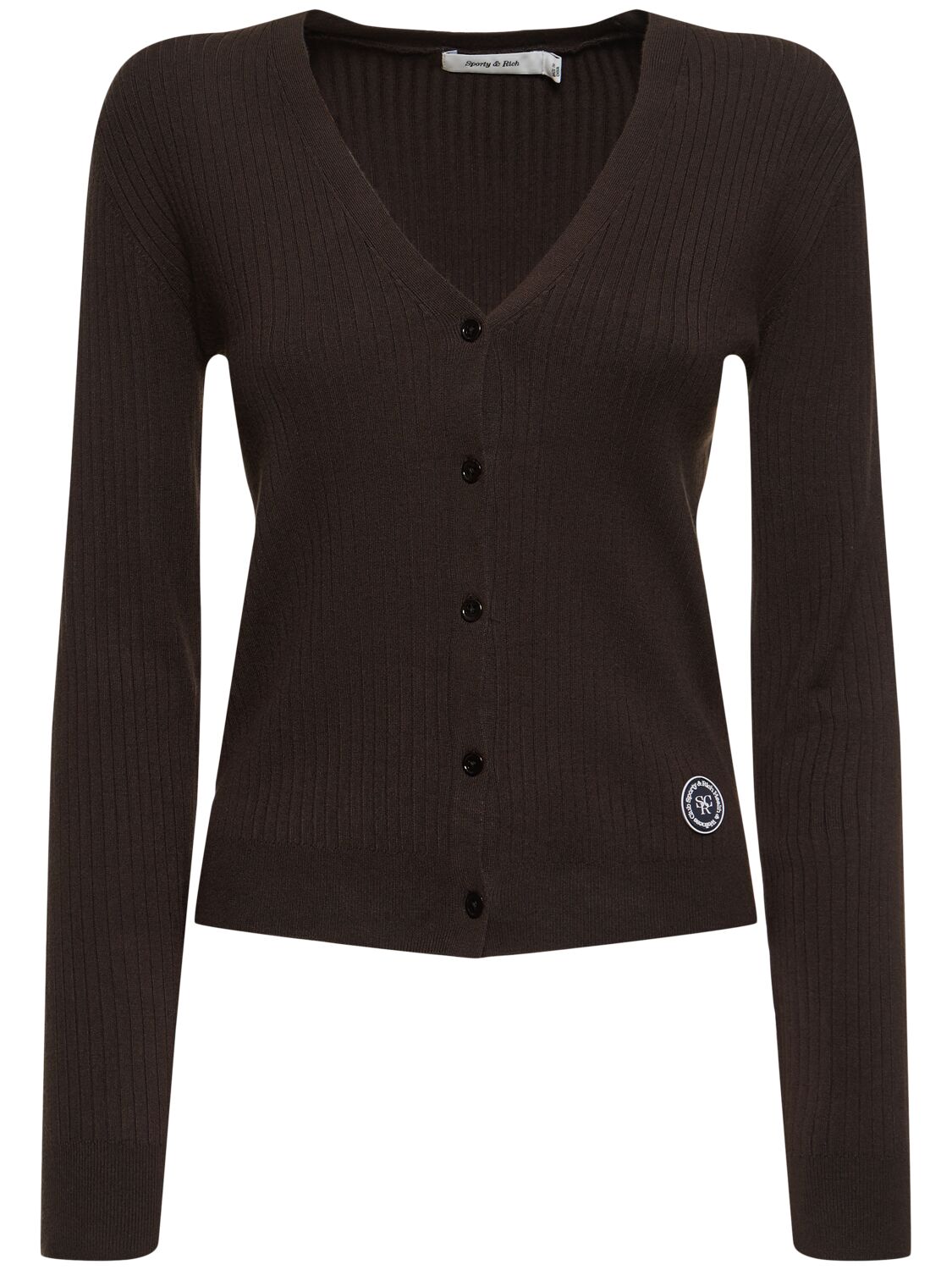 Sporty And Rich Srhwc Ribbed Cardigan In Brown