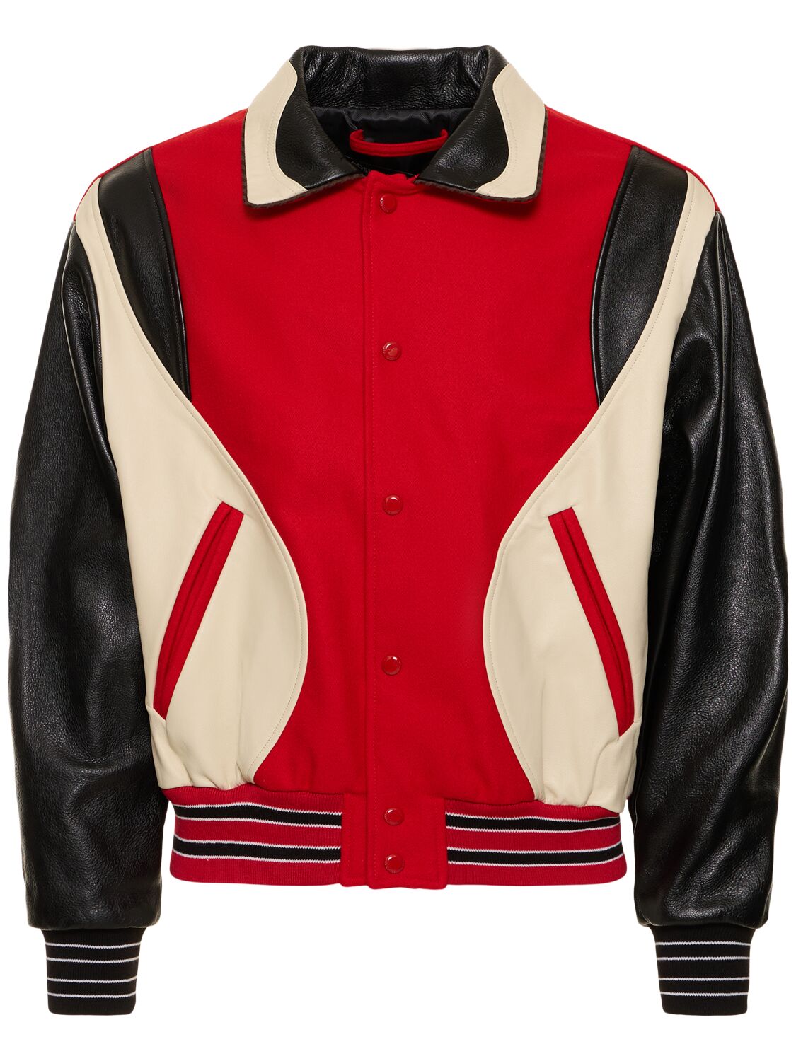 Shop Andersson Bell Robyn Wool & Leather Varsity Jacket In Red