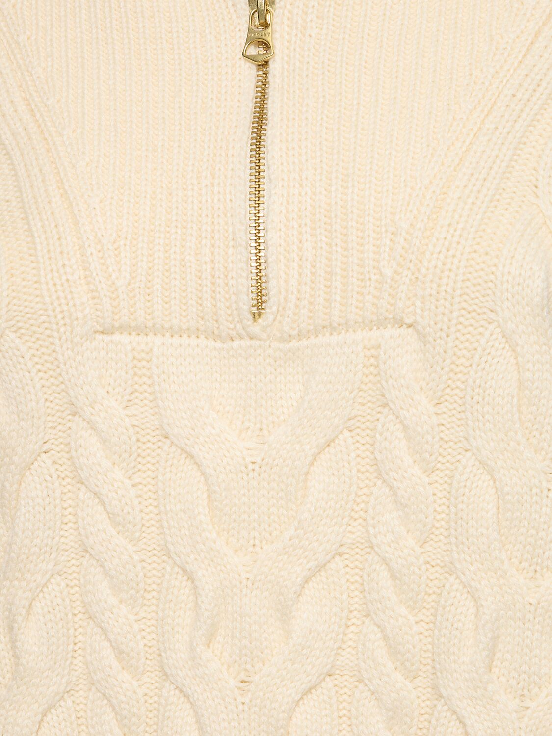 Shop Varley Daria Half Zip Cable Knit Sweater In Beige,white