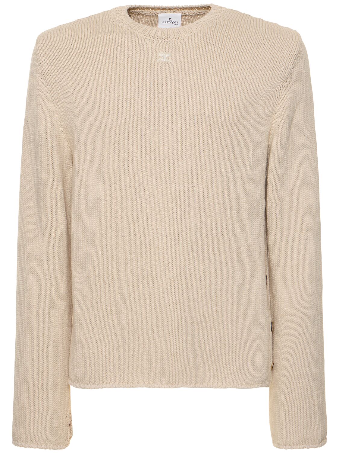 Courrèges Open Side Cotton & Linen Knit Sweater In 베이지