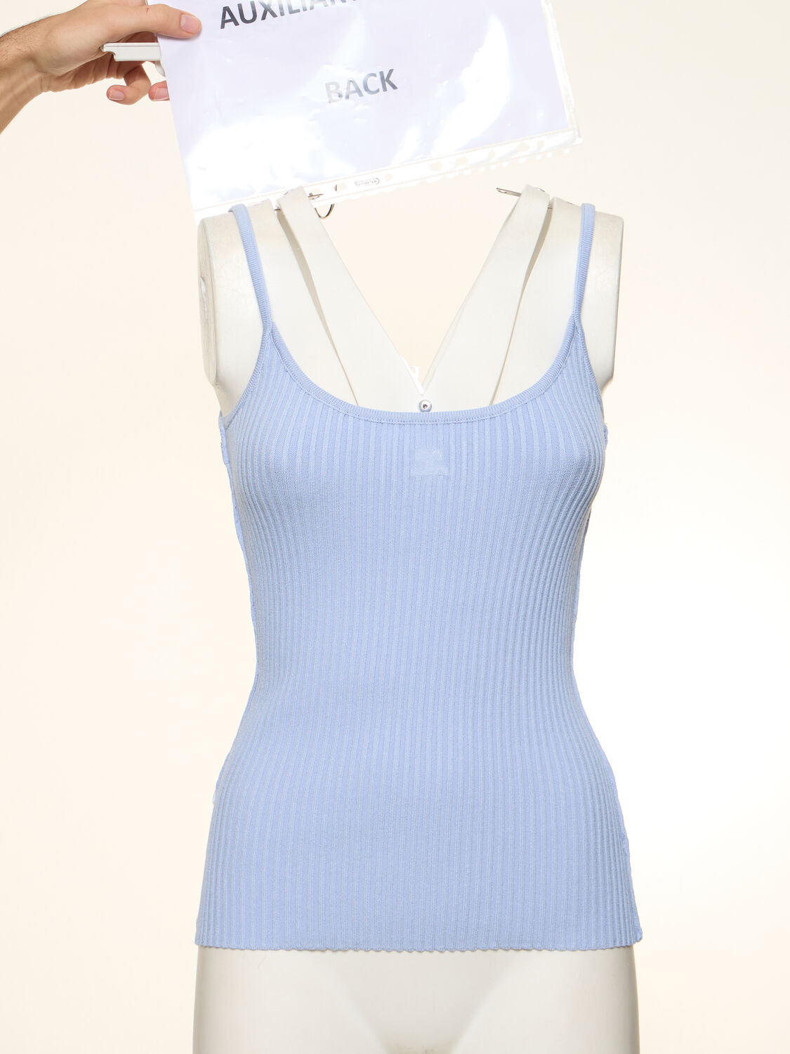 Shop Courrèges Knit Tank Top In Light Blue