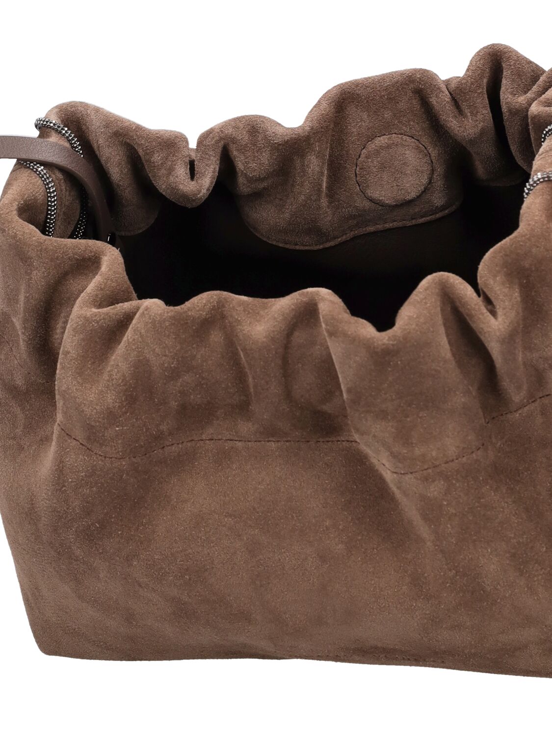 Shop Brunello Cucinelli Soft Velour Leather Shoulder Bag In Torba