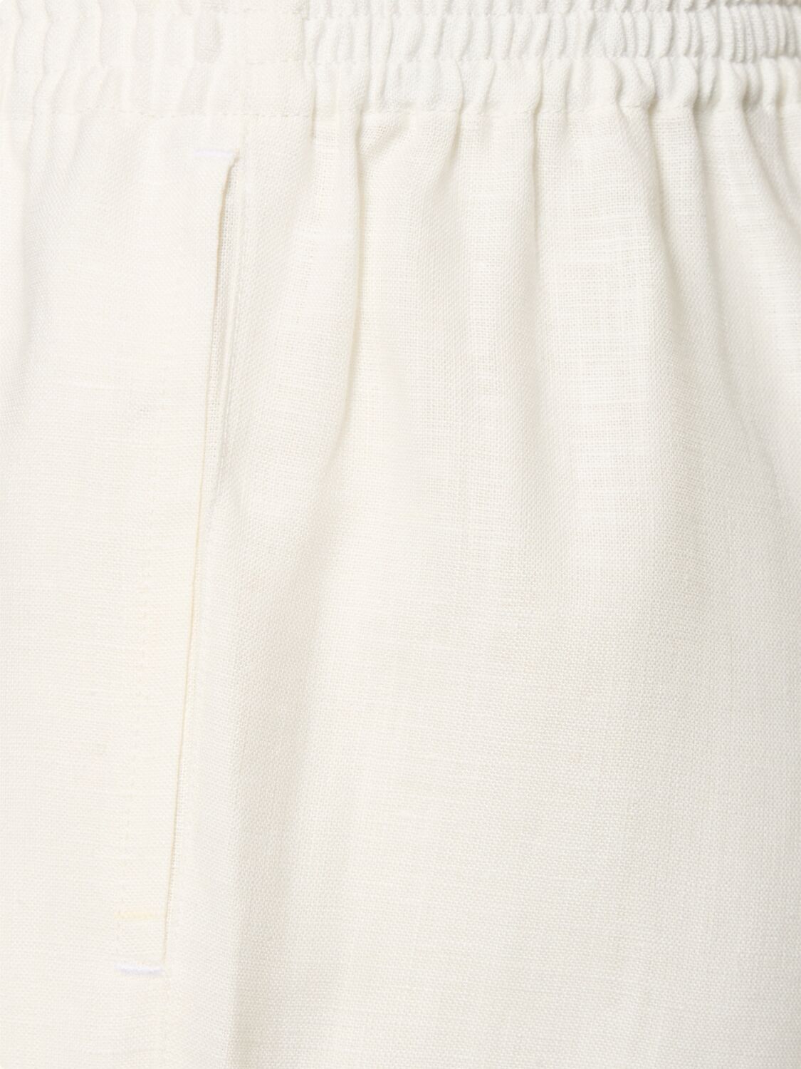 Shop Lido Linen Elastic Waist Pants In White