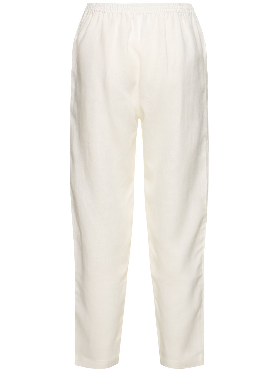 Shop Lido Linen Elastic Waist Pants In White