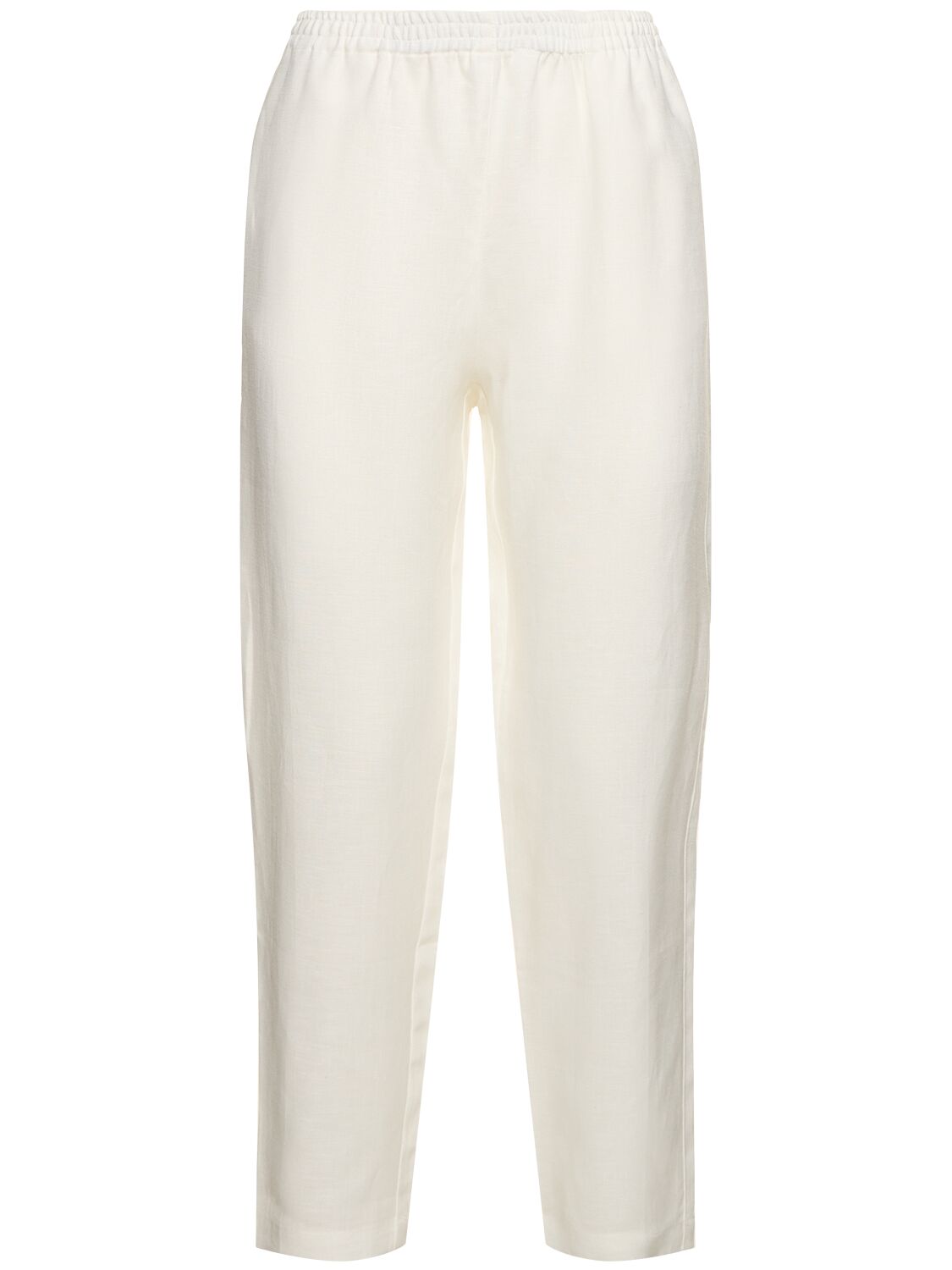 Lido Linen Elastic Waist Pants In White