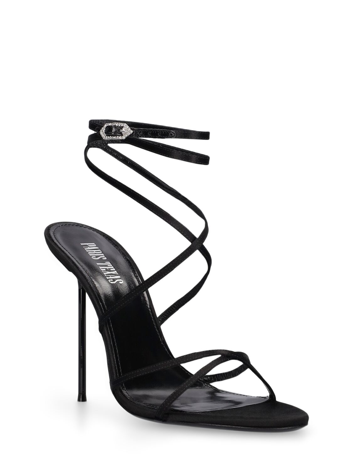 Shop Paris Texas 105mm Liz Satin Sandals In Black