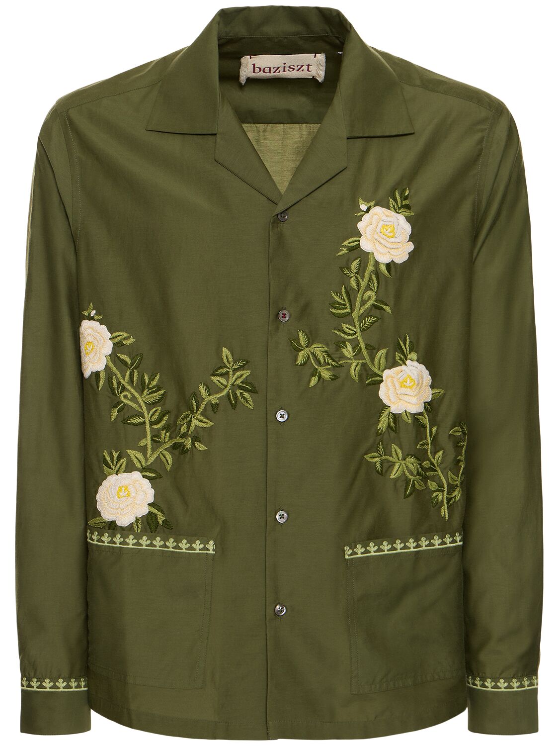 Baziszt Flower Cotton & Silk Shirt In Green