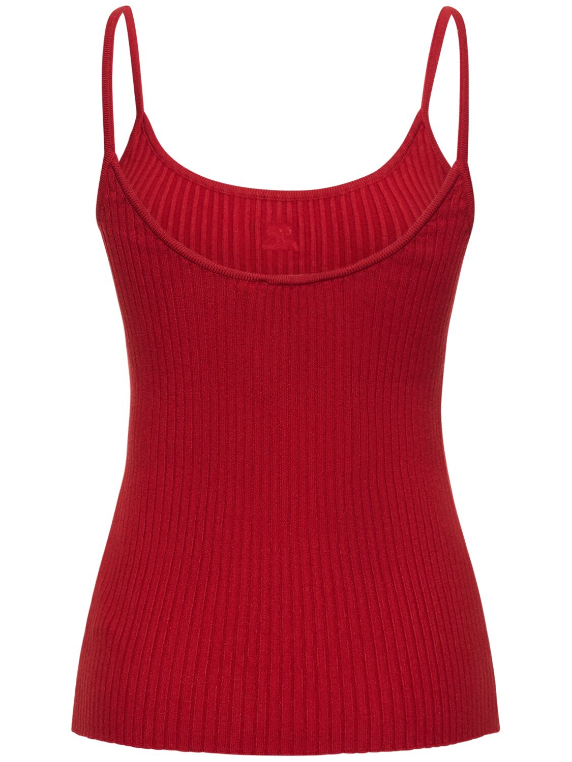 Courrèges Ribbed Texture Spaghetti Straps Top In Red