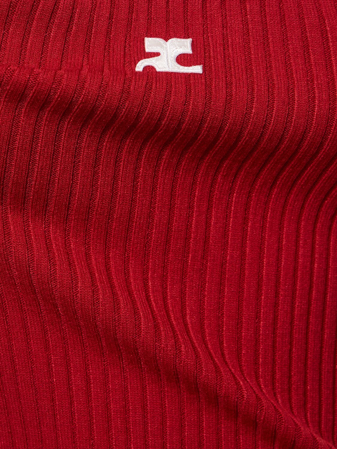Courrèges Ribbed Texture Spaghetti Straps Top In Red
