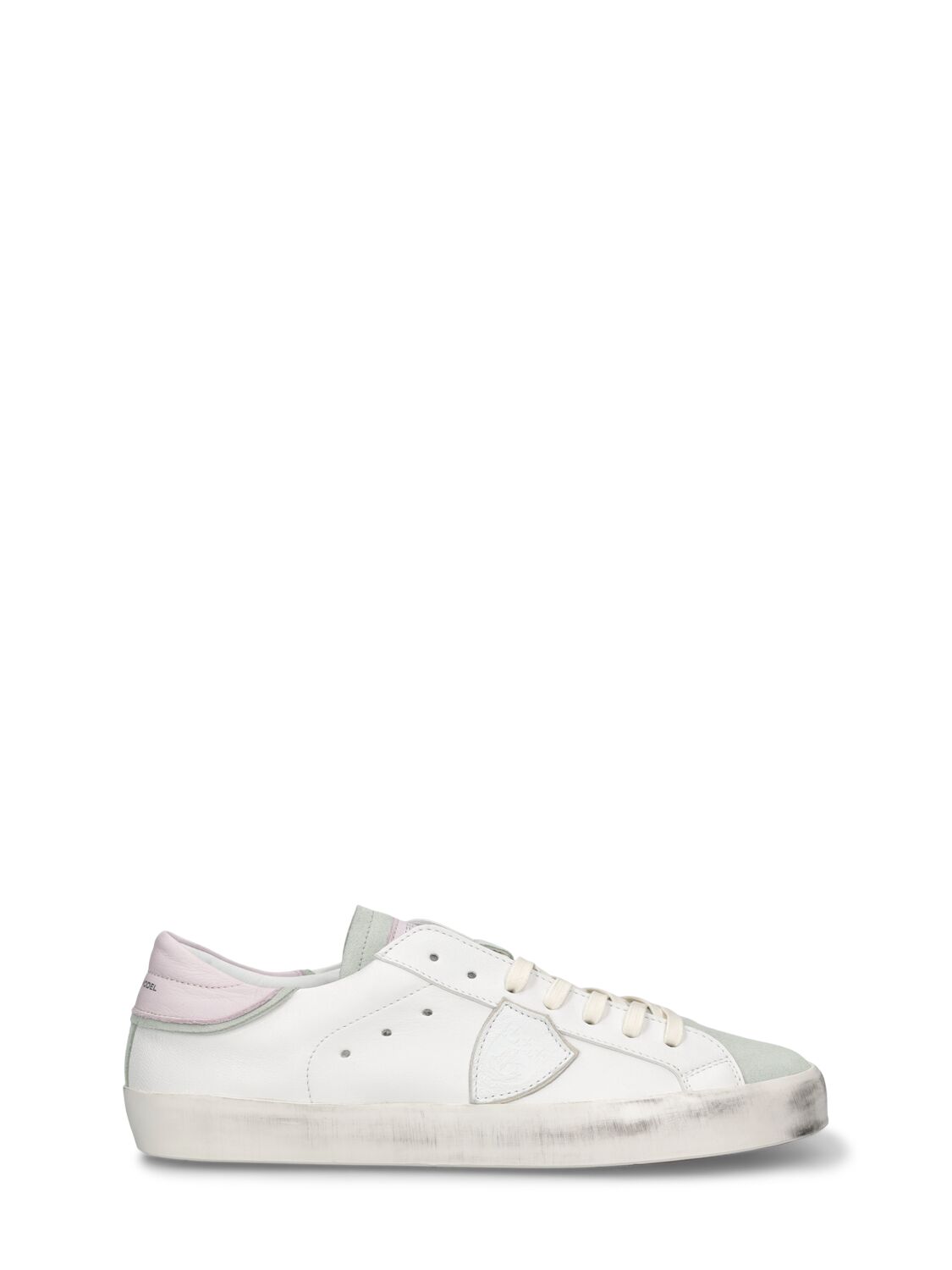 Philippe Model Kids' Paris Leather Lace-up Sneakers In 화이트,핑크
