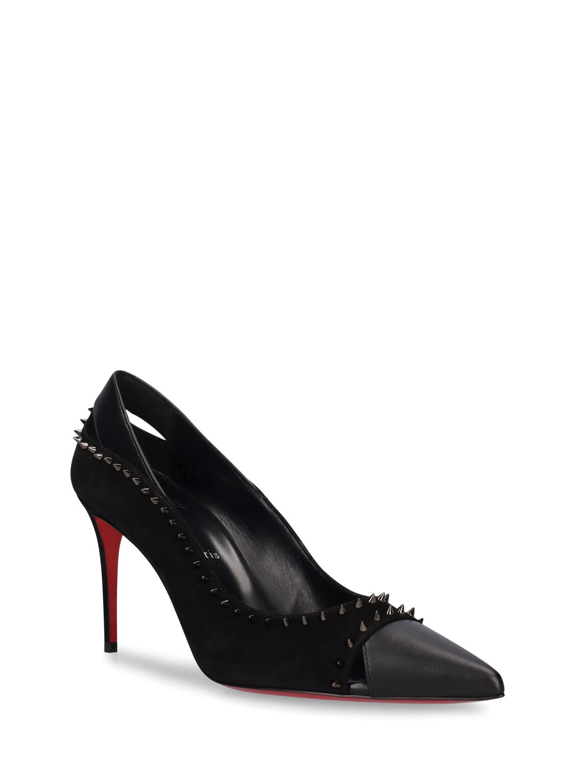 Shop Christian Louboutin 85mm Duvette Leather Pumps In Black