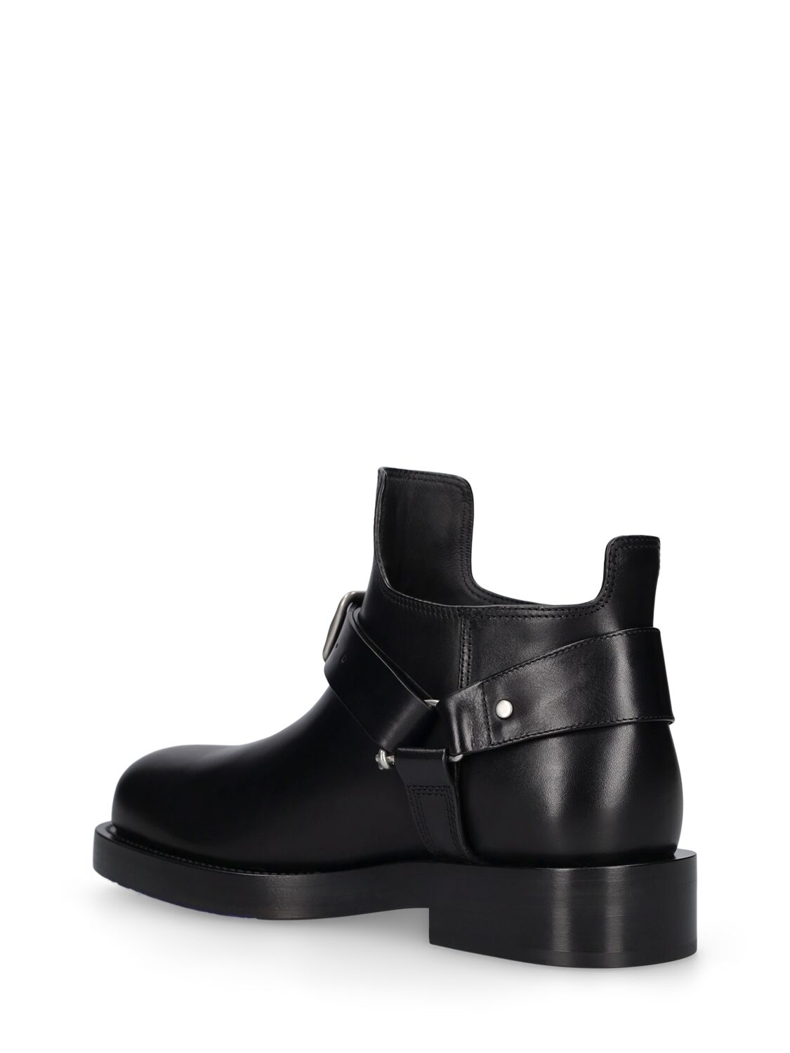 Shop Burberry Mf Saddle Mini Leather Ankle Boots In Black