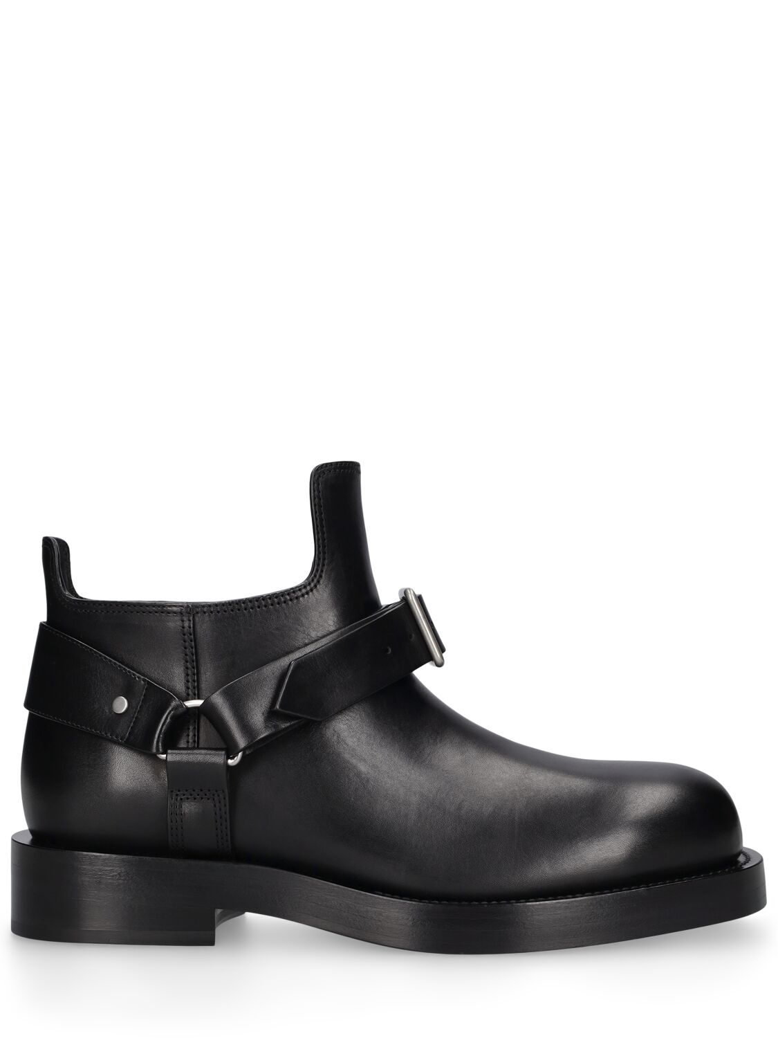 Burberry Mf Saddle Mini Leather Ankle Boots In Black