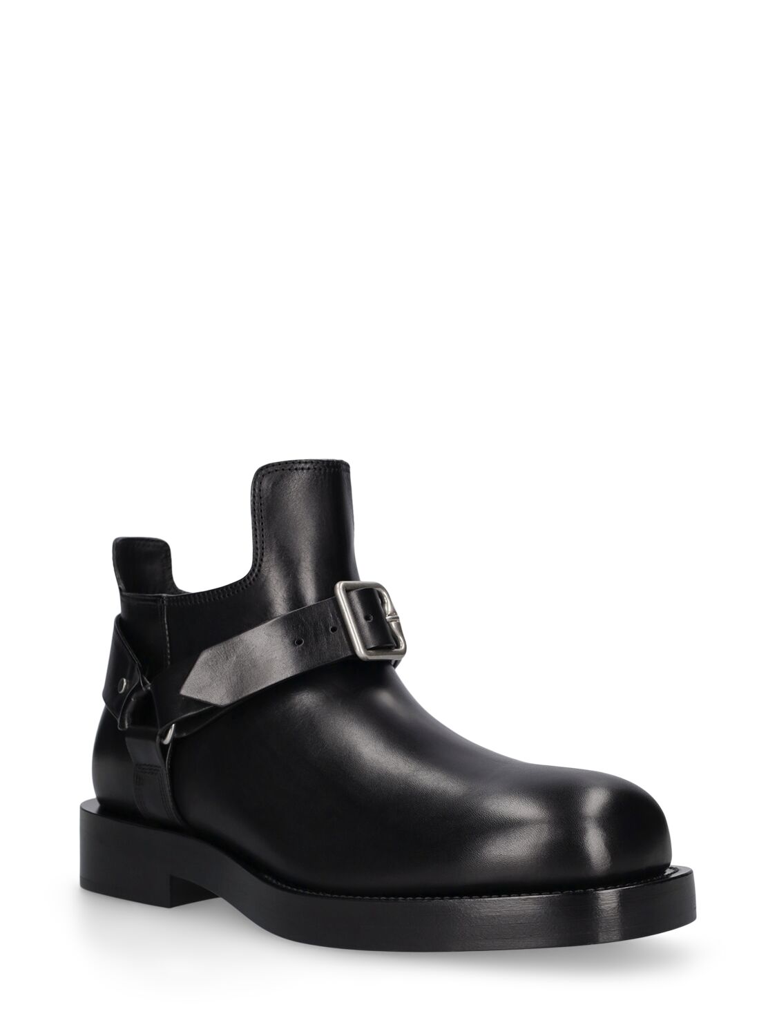 Shop Burberry Mf Saddle Mini Leather Ankle Boots In Black