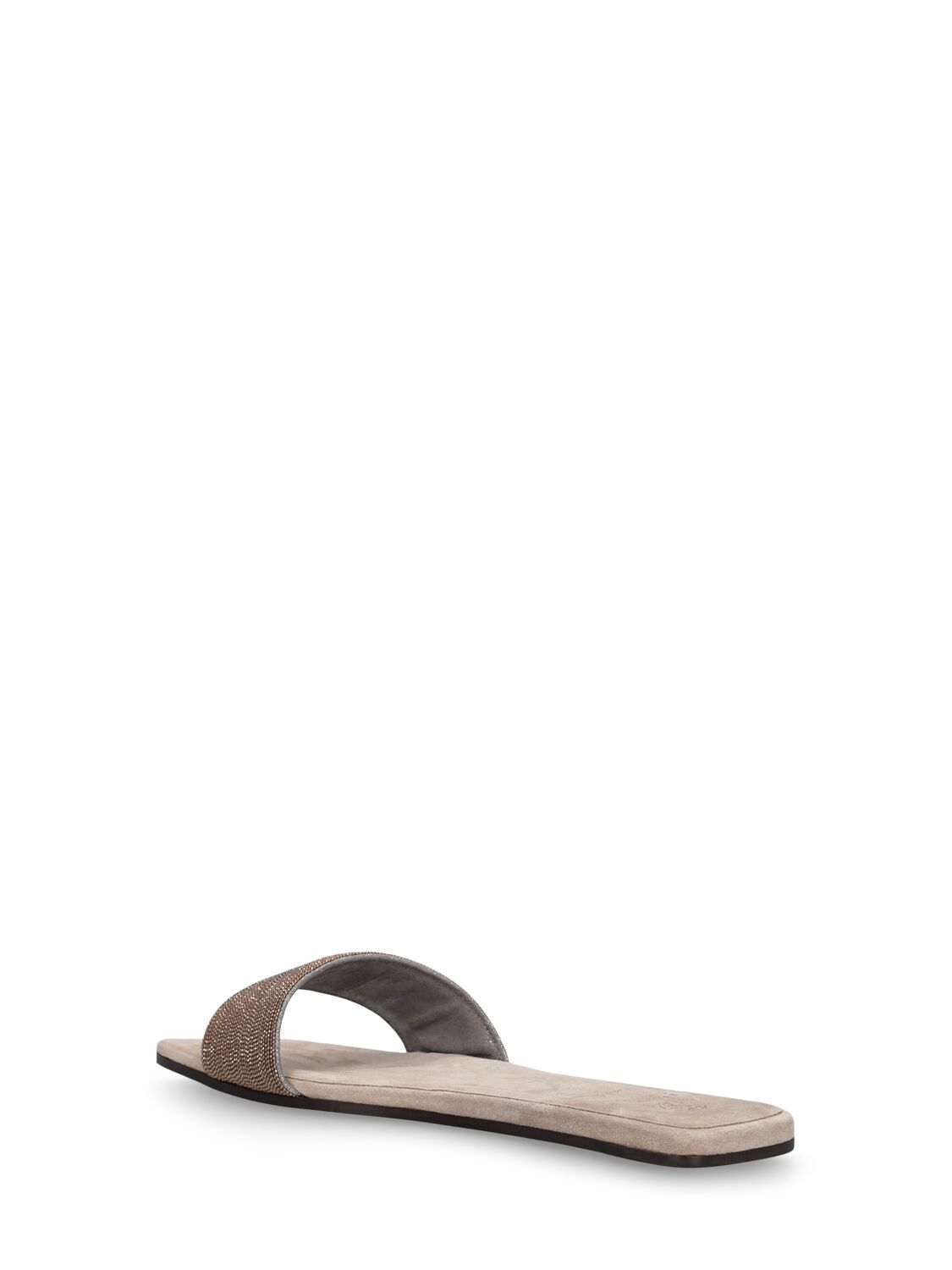 Shop Brunello Cucinelli 5mm Suede Slide Sandals In Taupe