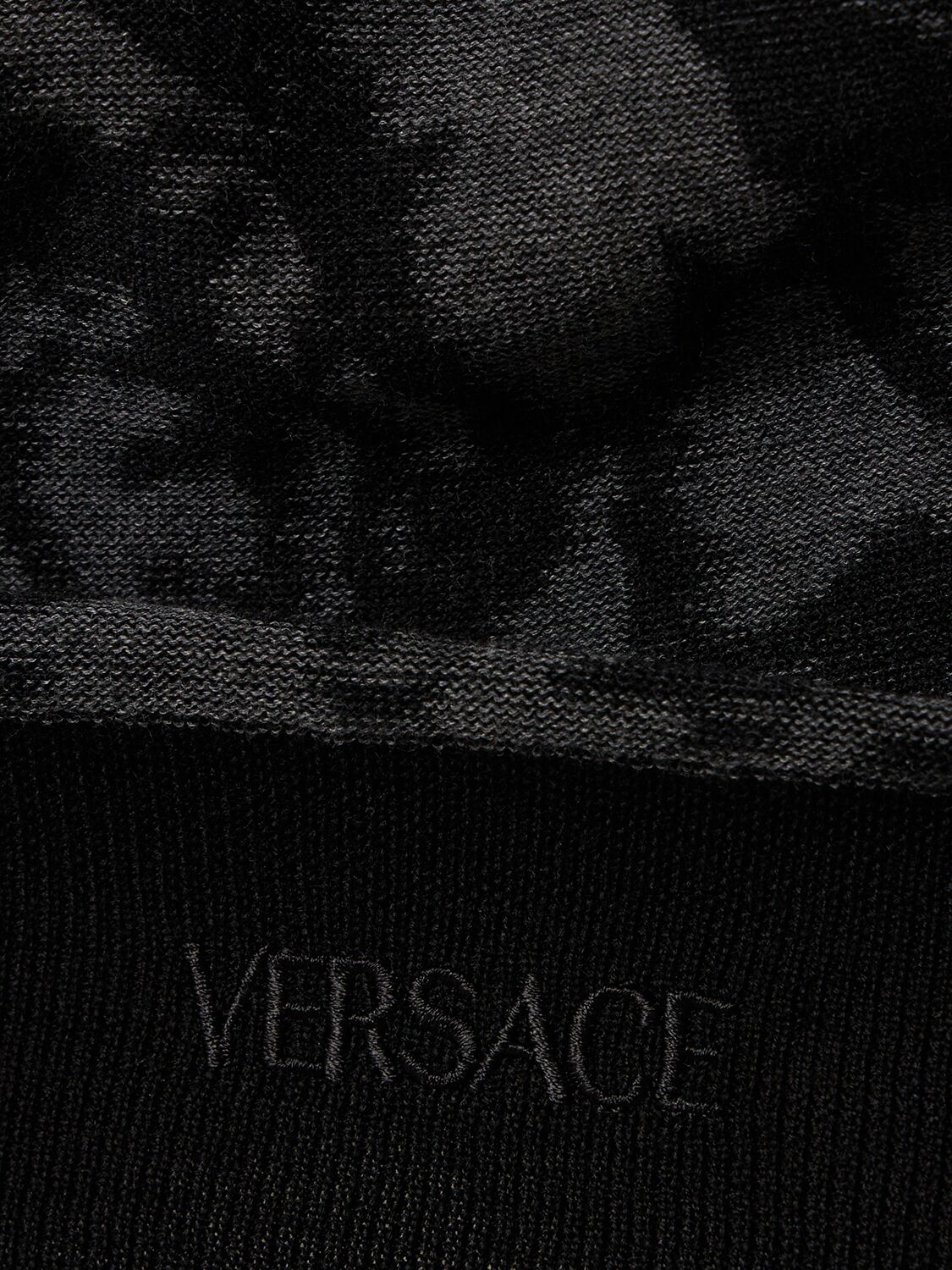 Shop Versace Barocco Wool & Cotton Sweater In 블랙,그레이